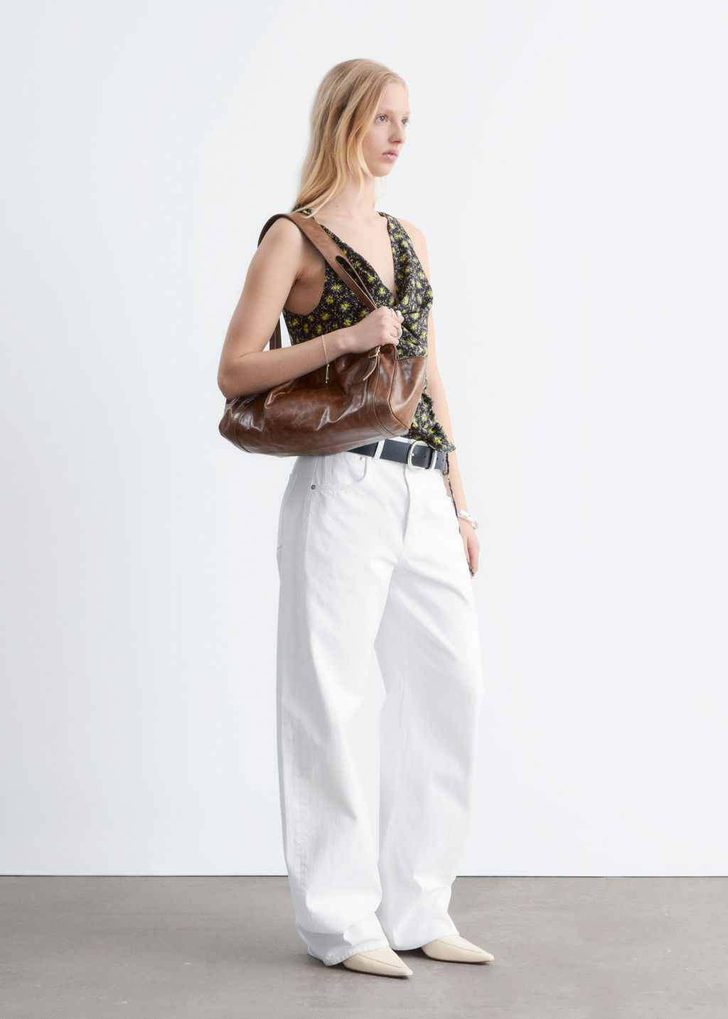 Top con cuello chal y cord?n de ajuste - H&m фото 11