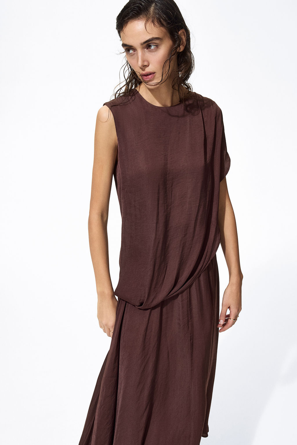 Vestido drapeado de sat?n - H&m фото 3