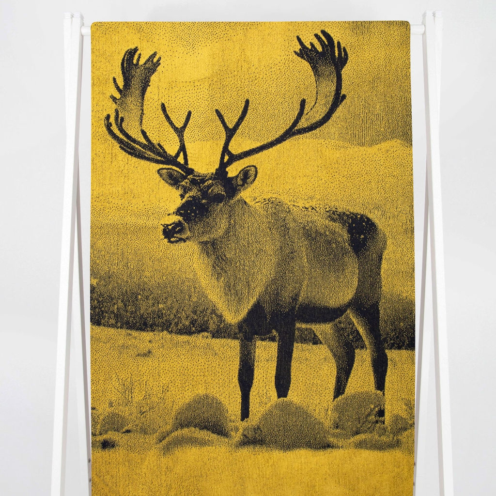Полотенце махровое 6с102.413ж1 Фото-олень(т.желтый) 81х160см