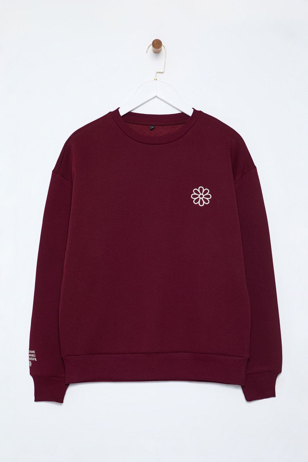 Bordo Nak?sl? Regular/Normal Kal?p Kal?n Ici Polarl? Orme Sweatshirt TWOAW25SW00176