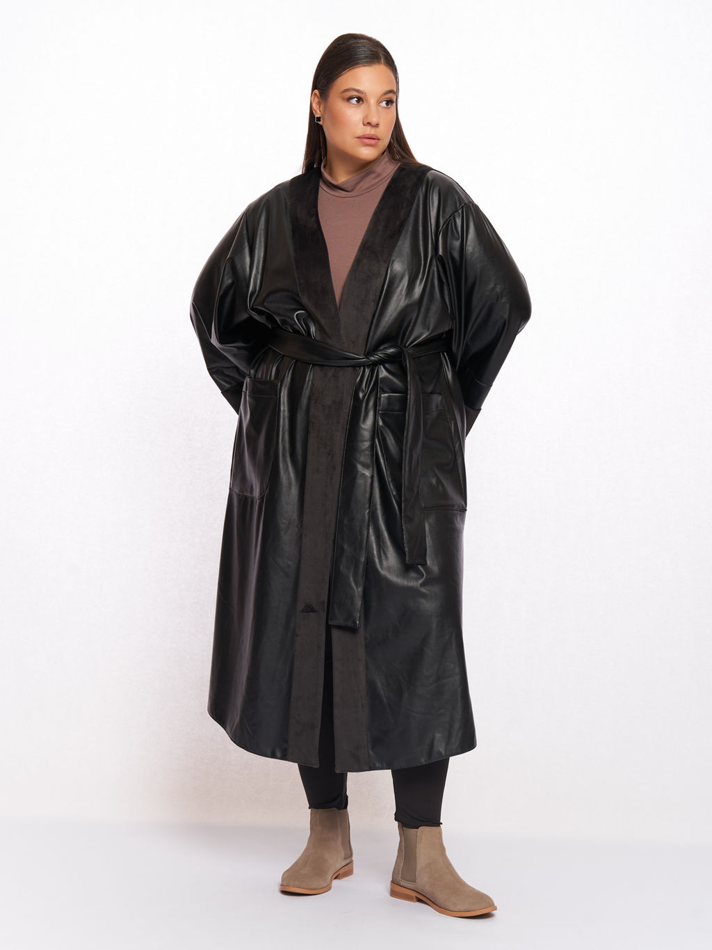 Плащ кожаный TKA05221BLK01