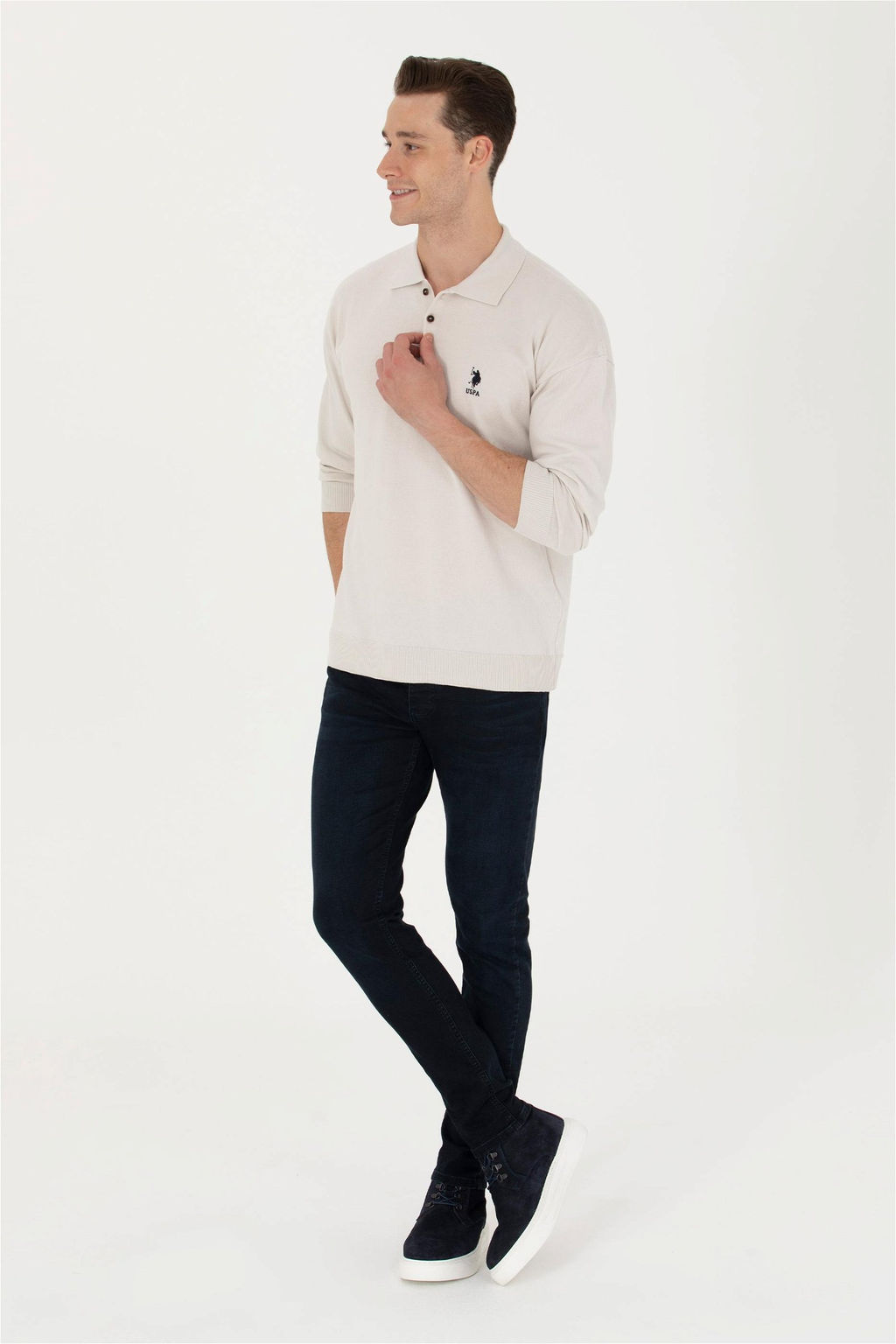 U. S. Polo Assn Мужской базовый свитер с каменным узором - U.s. polo assn фото 11