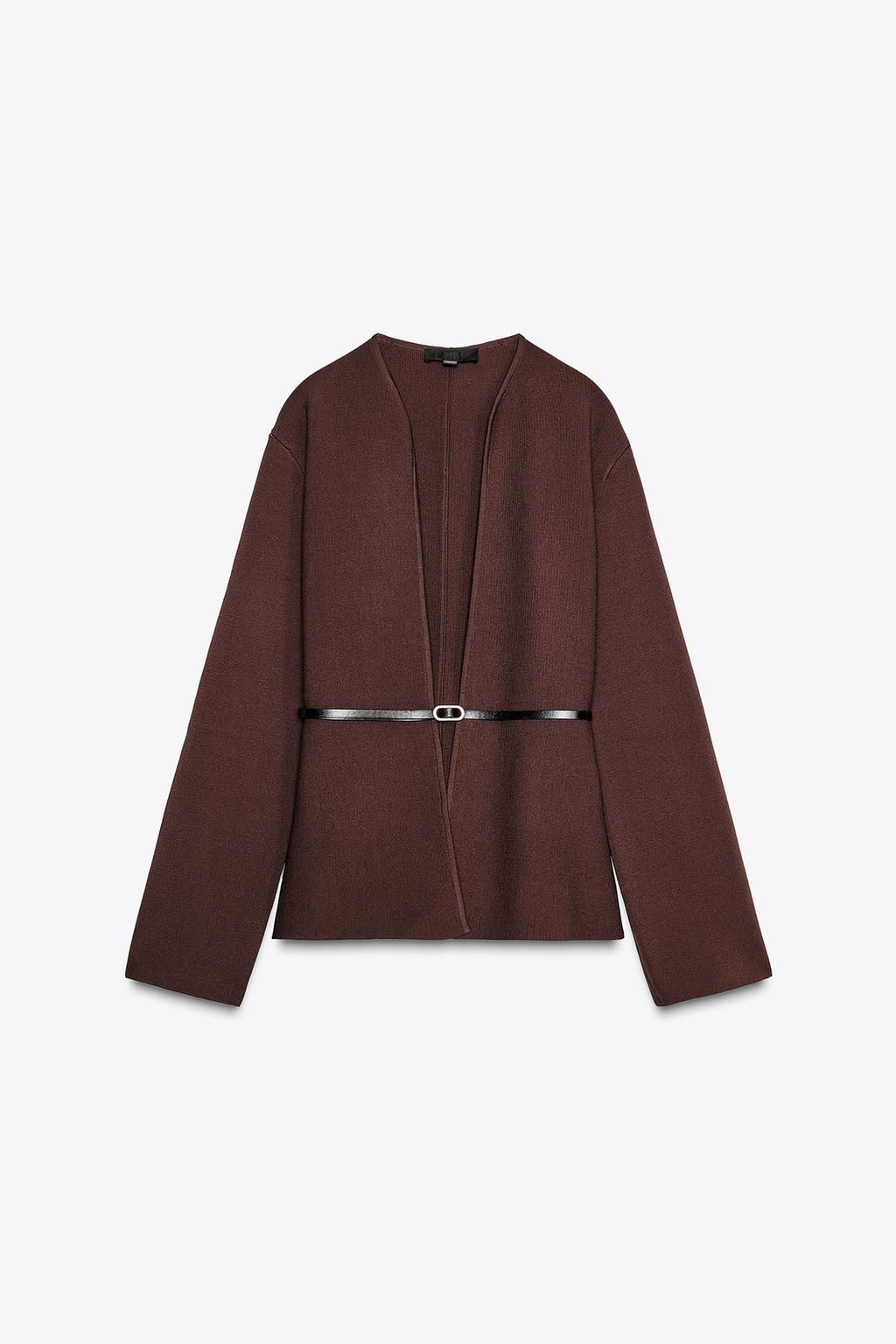 PLAIN KNIT BELTED JACKET - Zara фото 5