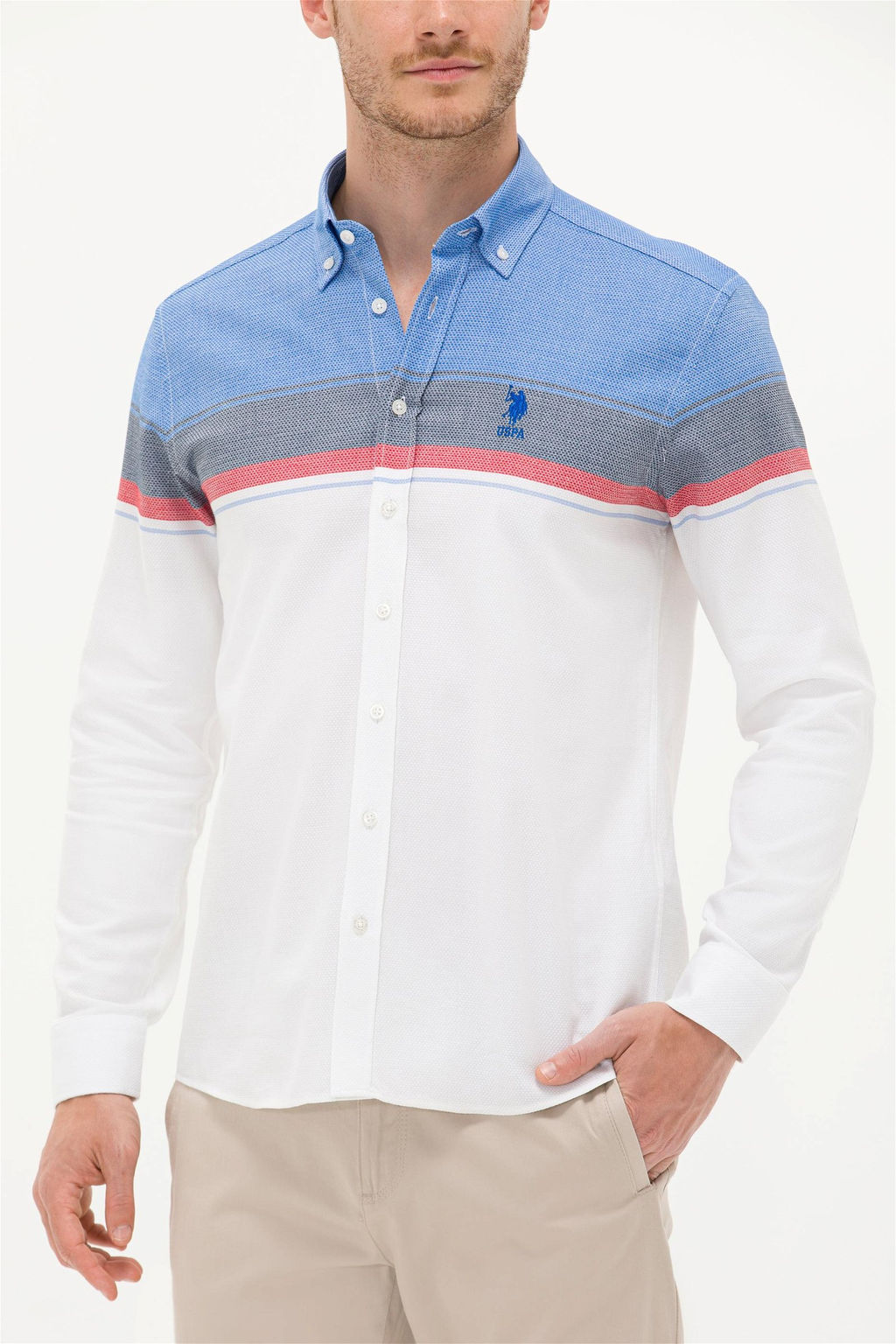 Мужская белая рубашка с длинным рукавом - U.s. polo assn фото 6