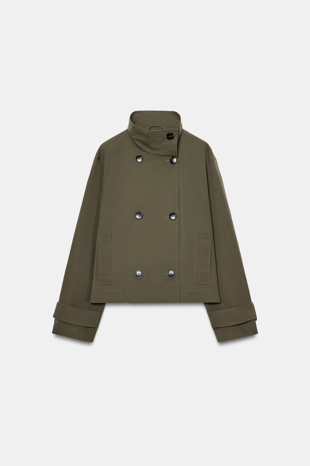 TRENCH CORTA CRUZADA / Khaki oscuro - Zara фото 5