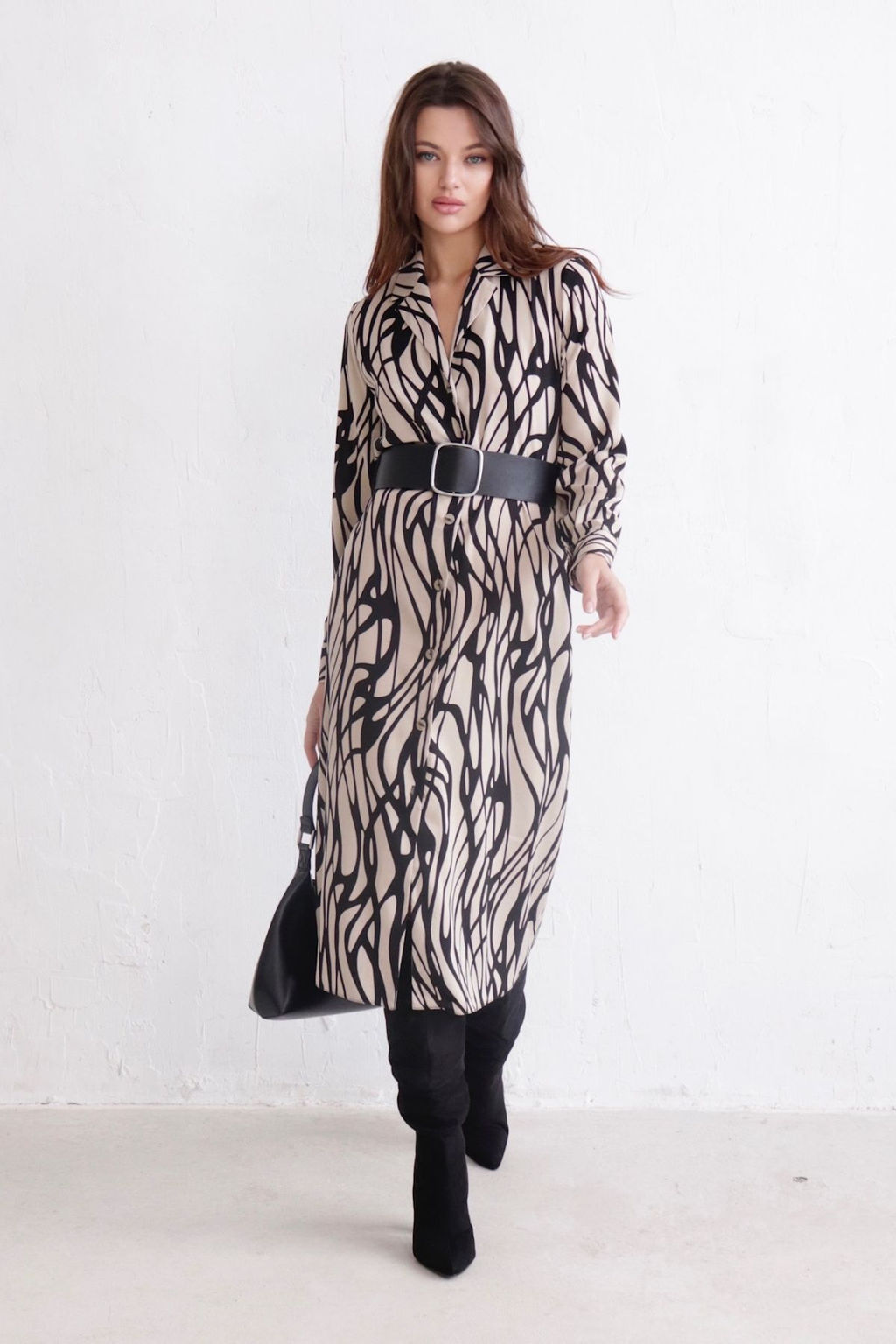 Платье-рубашка с английским воротником принт - Martichelli фото 363