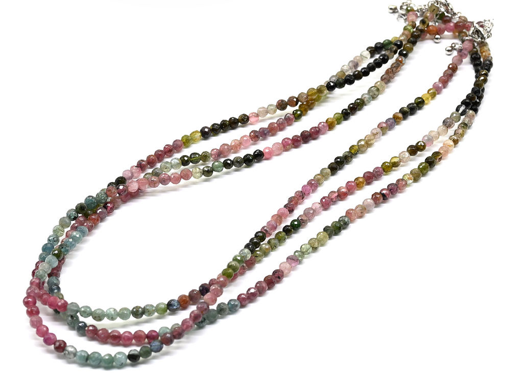 Бусы из Турмалина огранка шарик 4мм, 46см, 10г Радуга камня