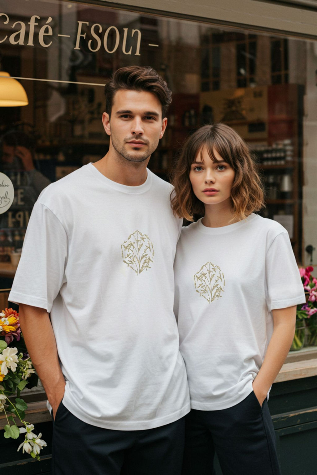 TRENDYOL MAN Unisex Ekru Crop/K?sa Kal?p Cicek Nak?sl? %100 Pamuk T-Shirt TMNSS25TS00098 - Trendyolmilla фото 6