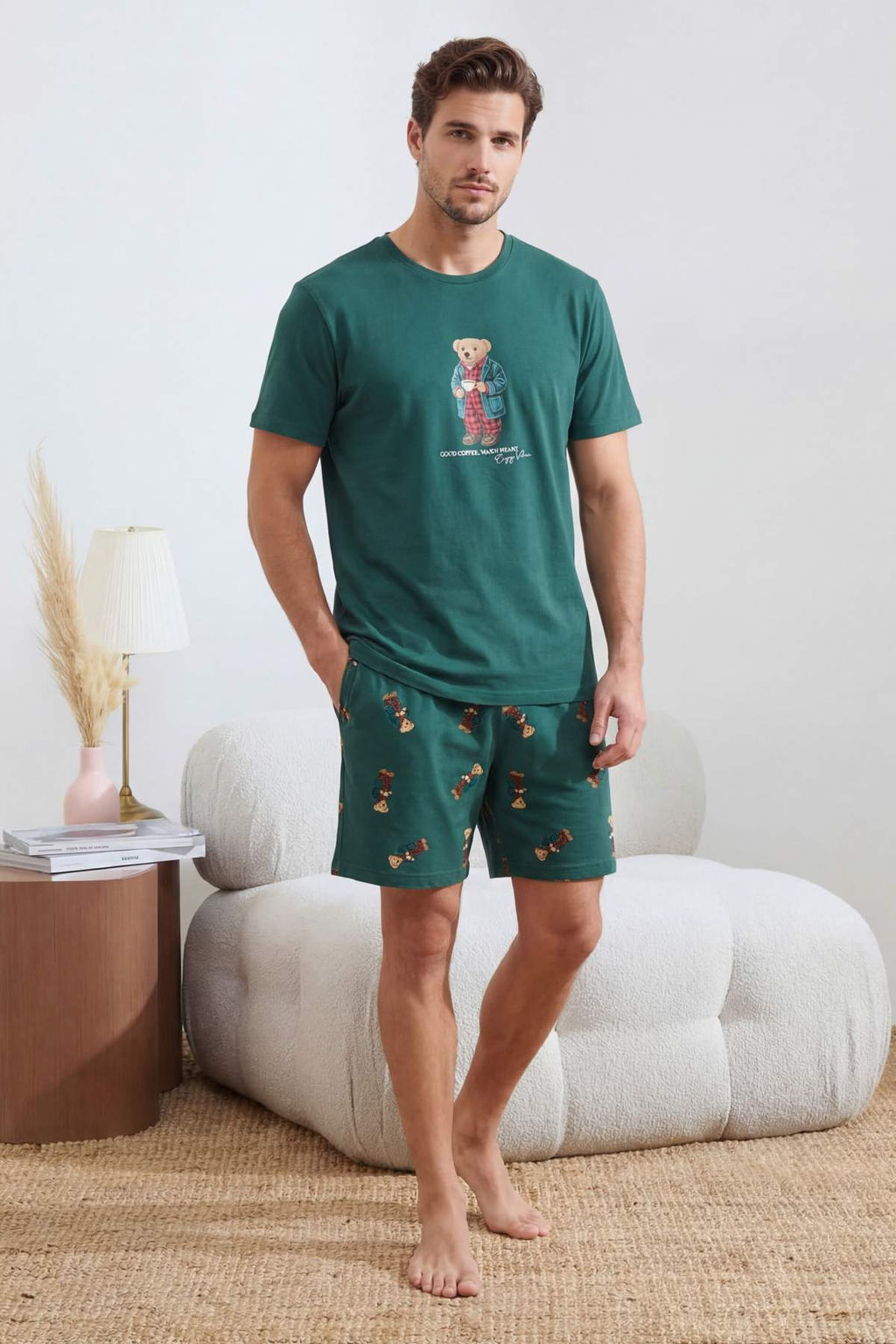 Yesil Regular Ay?c?k Bask?l? T-shirt - Sort Pijama Tak?m? TMNSS26PT00010 - Trendyolmilla фото 3
