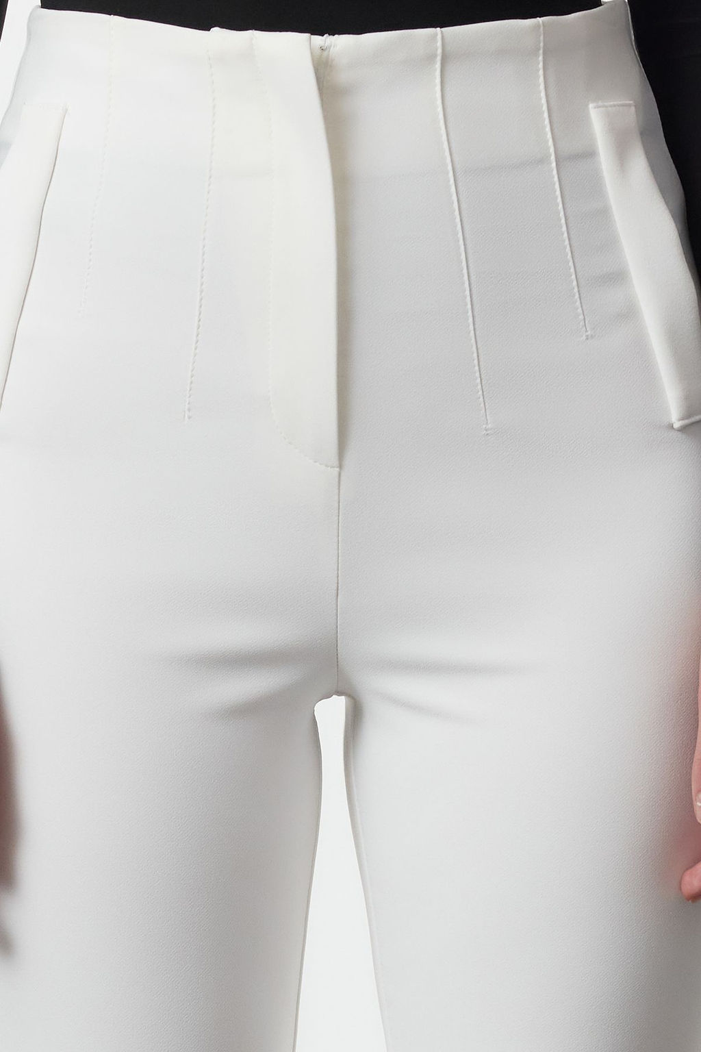 Beyaz Cigarette Kal?p Pensli Yuksek Bel Bilek Boy Dokuma Kumas Pantolon TWOSS20PL0515