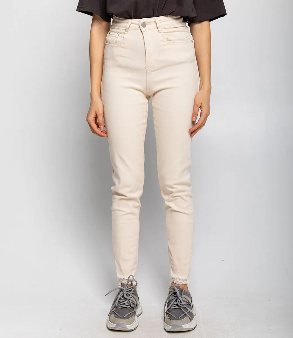 Джинсы #МСК6092, светло-бежевый