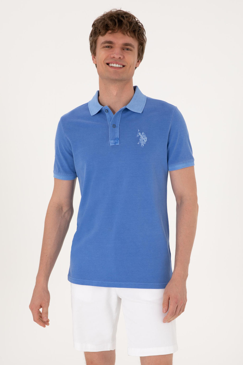 Erkek Slim Fit Polo Yaka _ndigo Y_kamal_ Basic Ti__rt Sepette S_rpriz _ndirim - U.s. polo assn фото 3