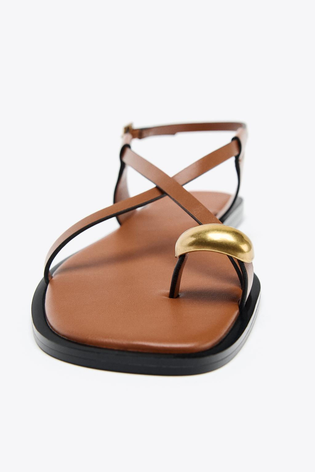 FLAT SANDALS WITH METAL TOE DETAIL - Zara фото 9