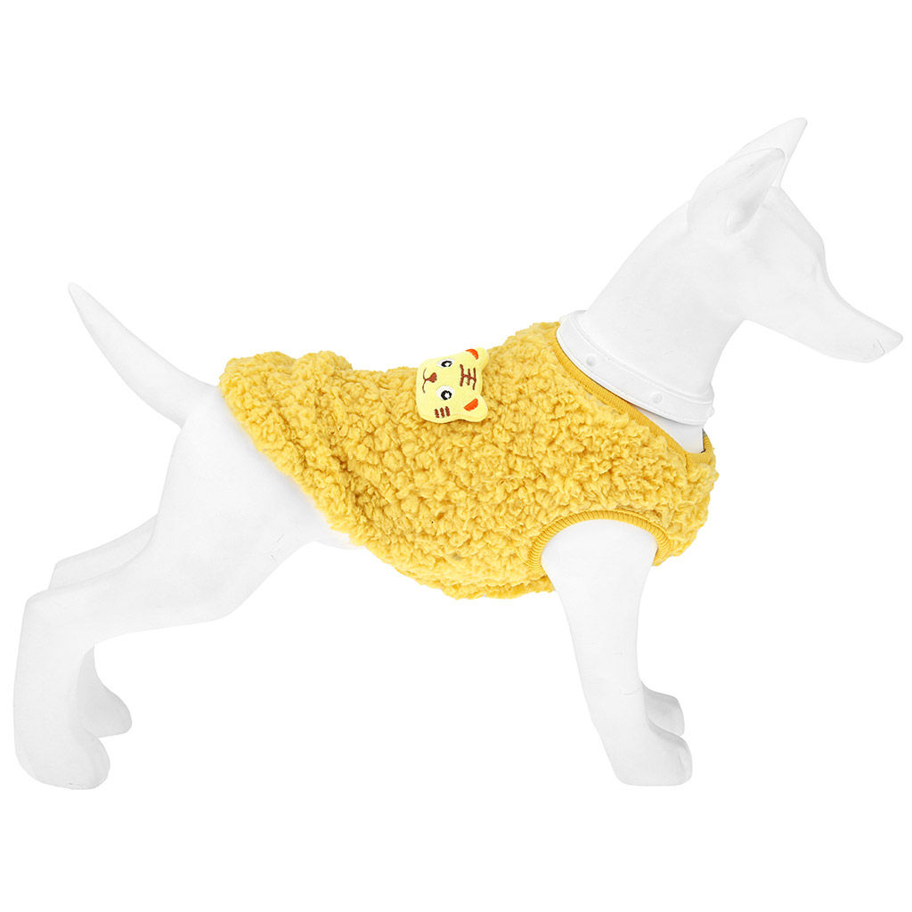 Пэт тойс (Pet toys) Одежда для собаки Жилетка с декором - тигр, р-р L, длина спинки 28см/обхват груди 36см/обхват шеи 20см, цвет-желтый, искусственный мех (100% полиэстер) (Китай) фото 2