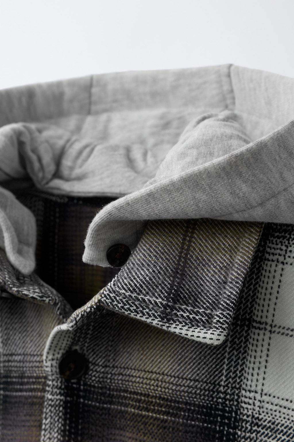 CHECK OVERSHIRT WITH DETACHABLE FLEECE HOODIE - Zara фото 4