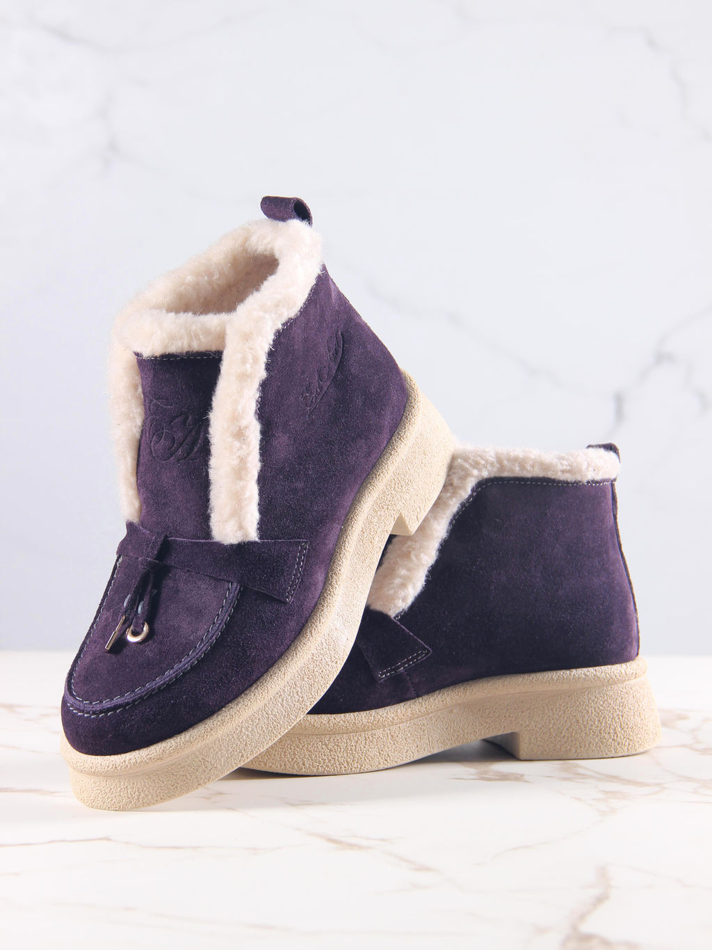 Ботинки 307.floridabe.Сливовая замша/шерсть