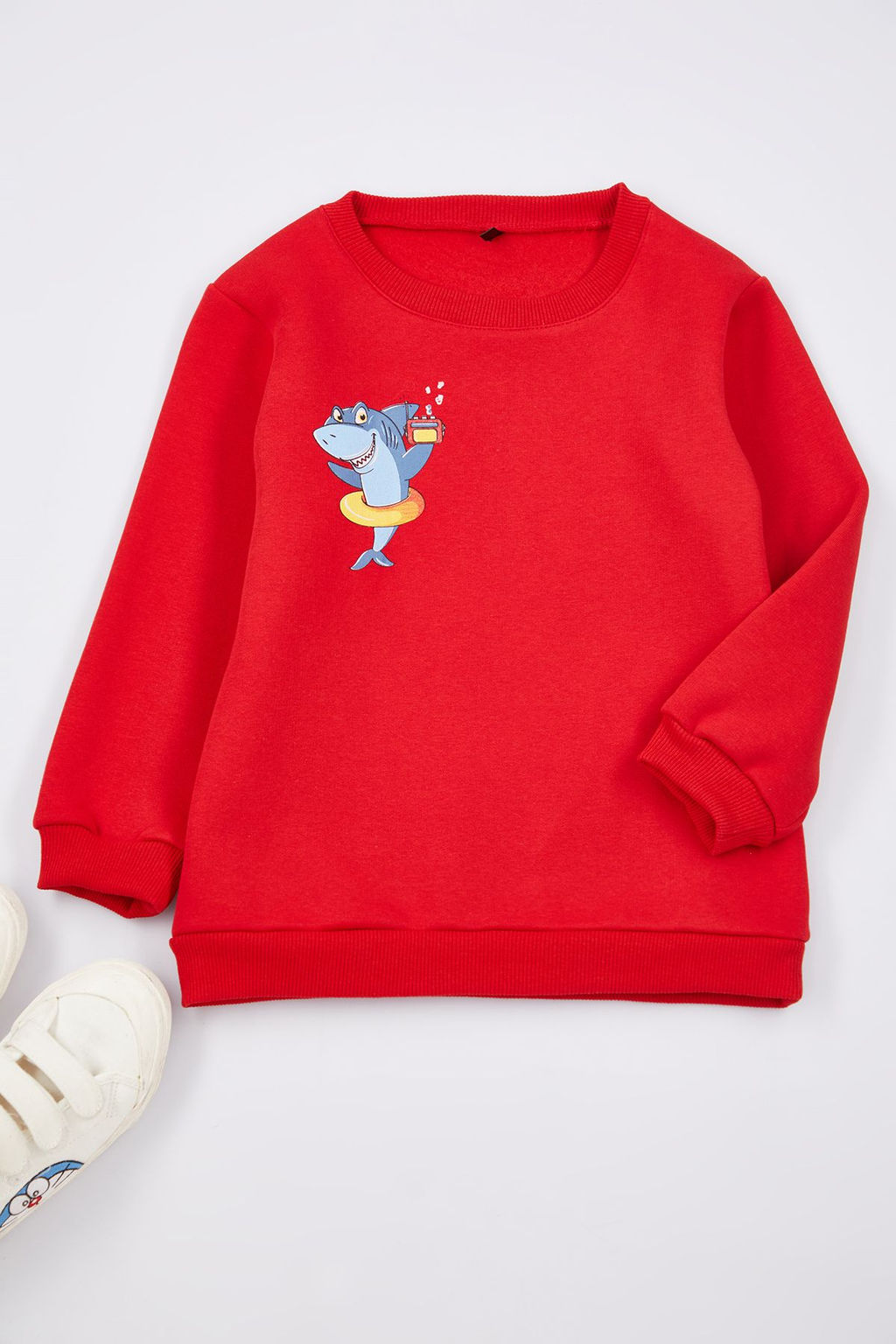 Gri Erkek Cocuk Bask?l? Bisiklet Yaka Pamuklu Orme Sweatshirt TKDAW25SW00014 - Trendyolmilla фото 4