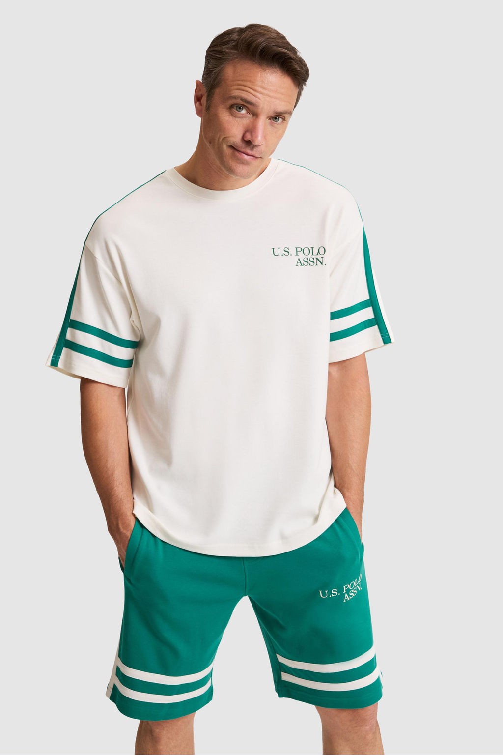 Erkek Krem Comfort Fit Bisiklet Yaka Ti__rt
