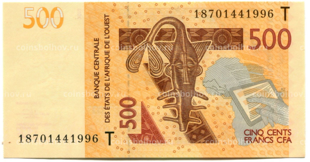 500 франков 2012 (2018) года Западная Африка Литера Т (Того)