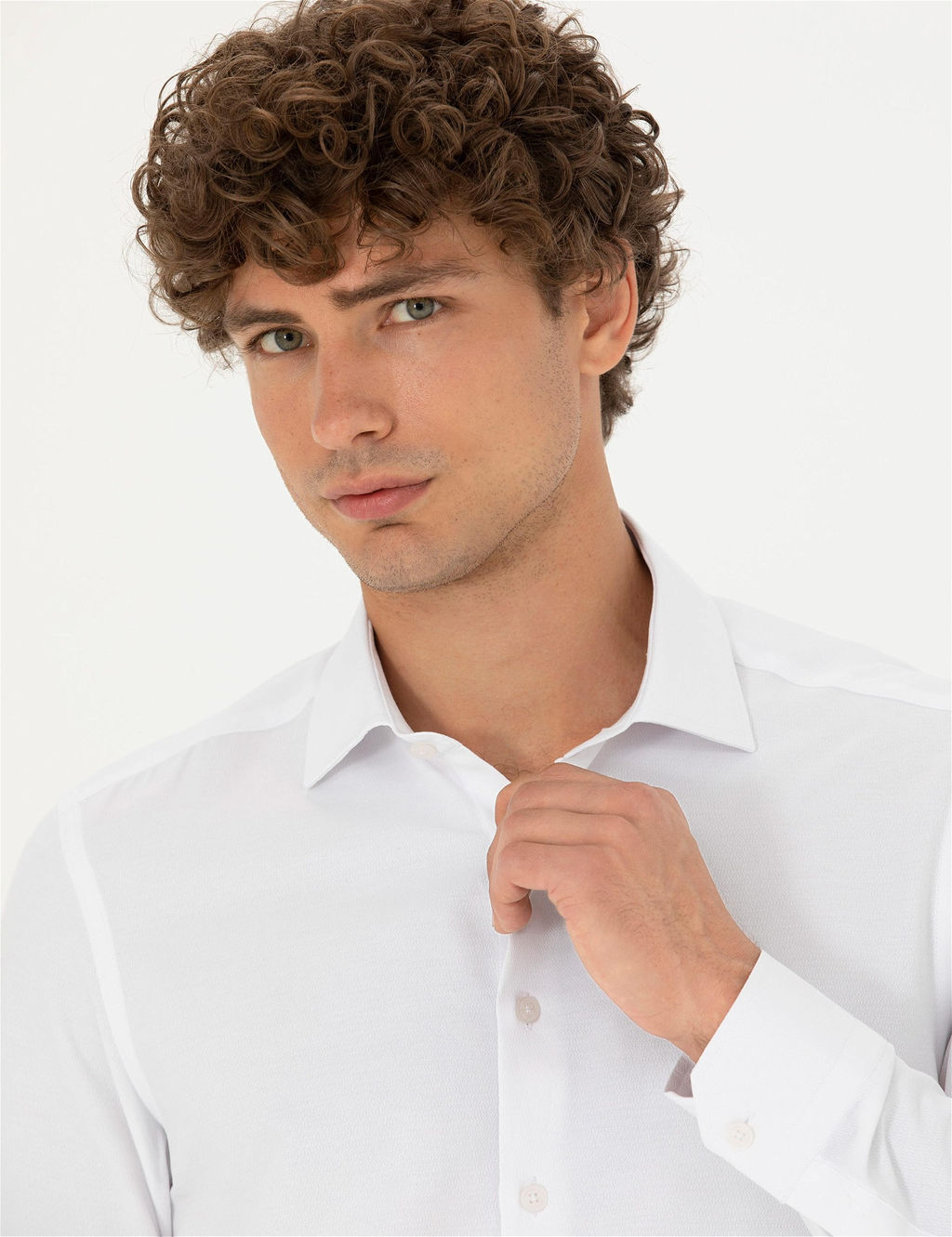 Beyaz Slim Fit Uzun Kollu G_mlek - Pierre cardin фото 2