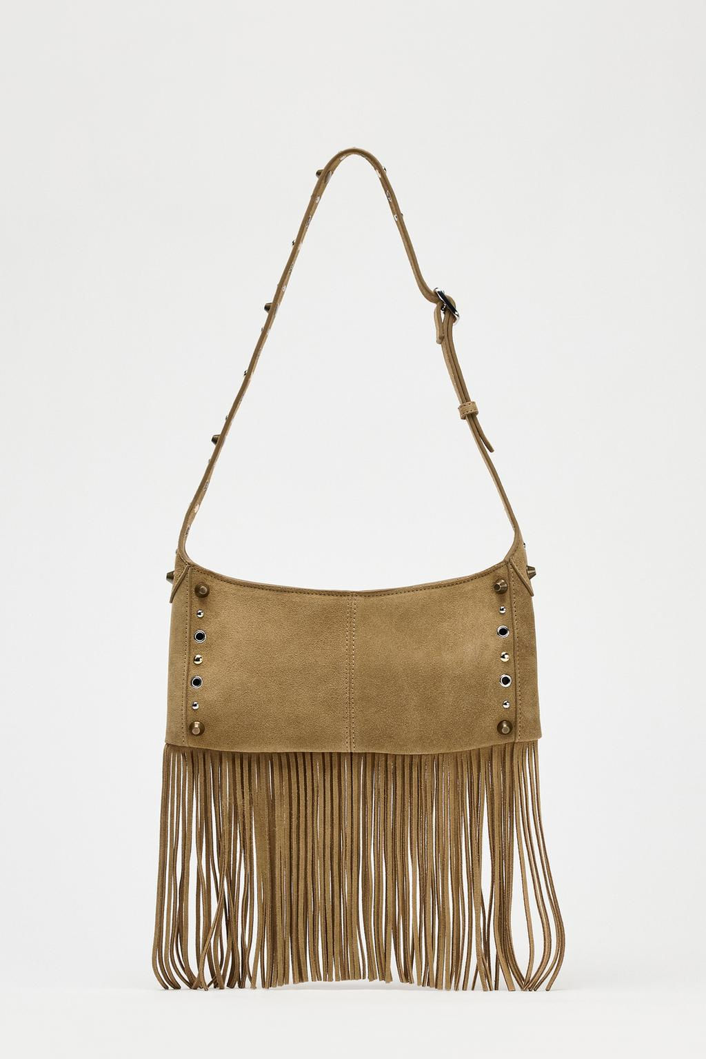 SPLIT SUEDE HANDBAG WITH FRINGING - Zara фото 2