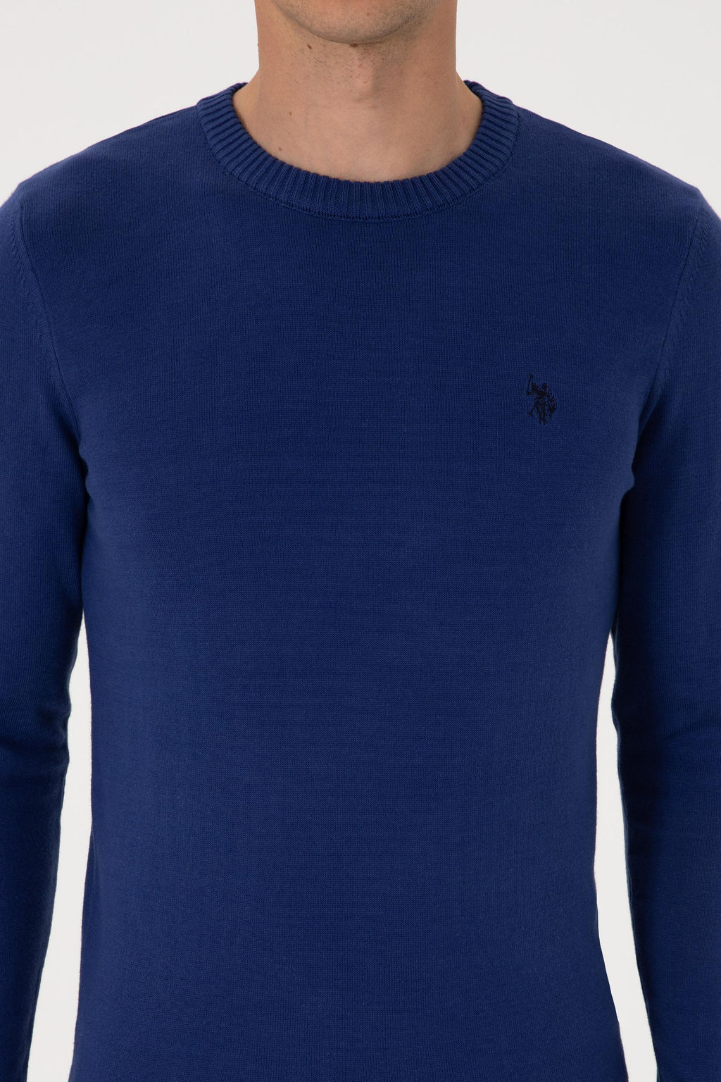 Erkek Slim Fit Bisiklet Yaka _ndigo Basic Kazak - U.s. polo assn фото 6