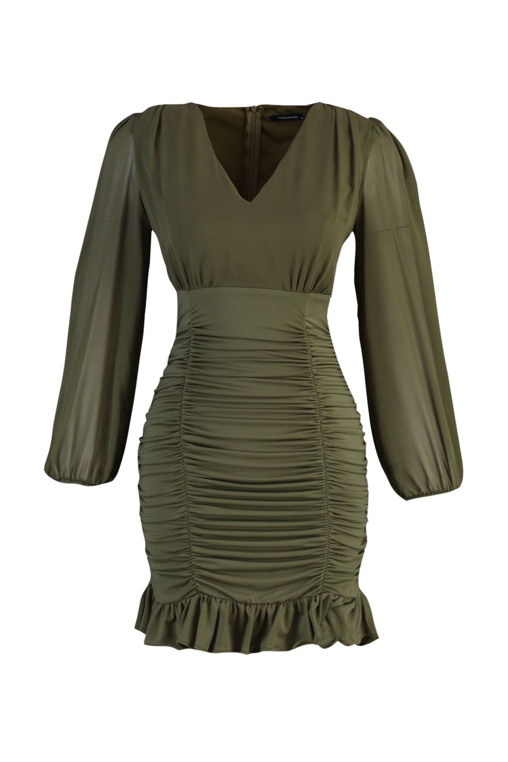 TRENDYOLMILLA Murdum Duz Buzgu / Drape Mini Dokuma Elbise TWOAW23EL01044  фото 17