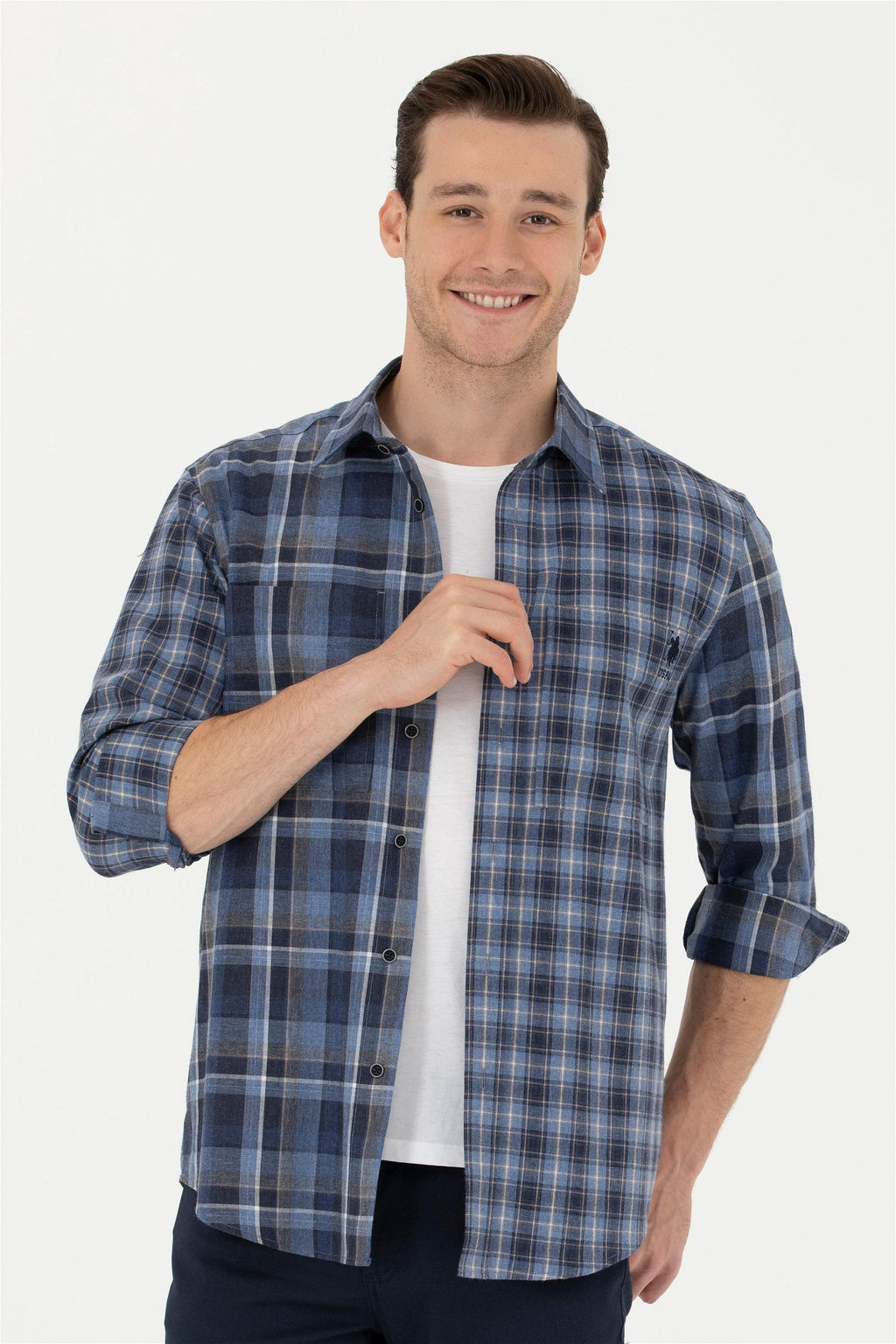 Мужская синяя рубашка с длинным рукавом - U.s. polo assn фото 8