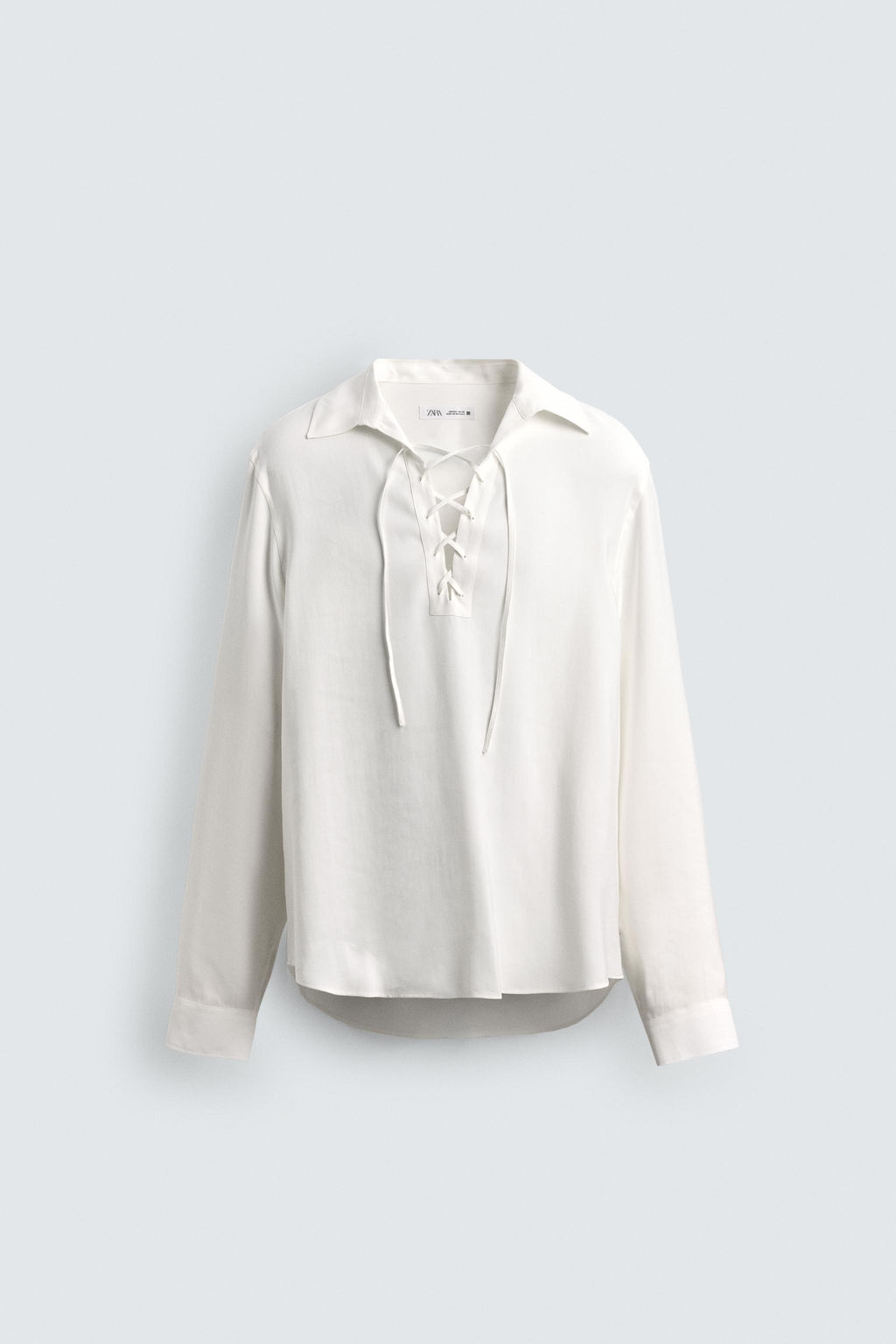 CAMISA POLO FLUIDA CORD?N / Blanco - Zara фото 6