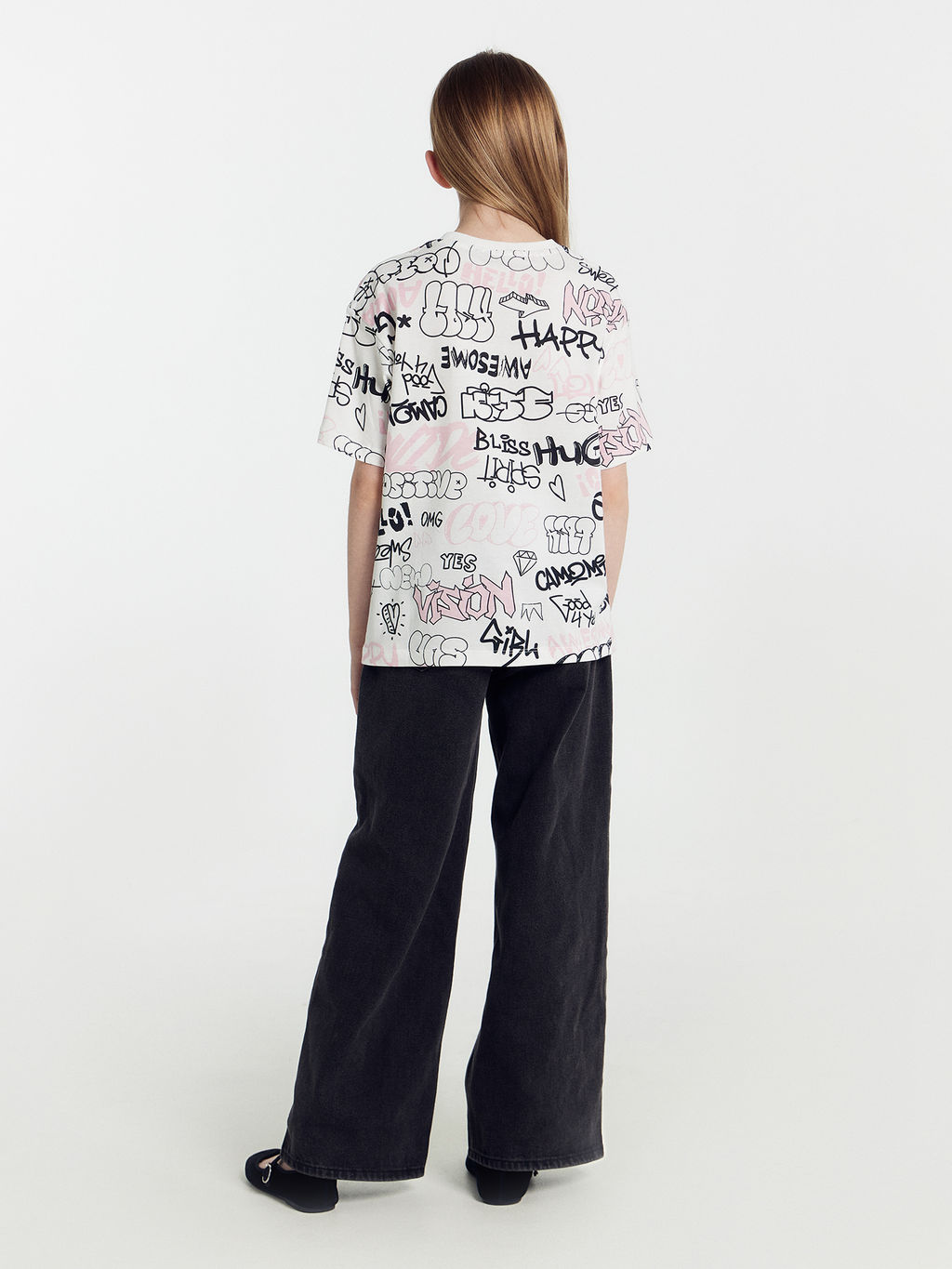 Футболка для девочек белая с принтом граффити - Mark formelle фото 5