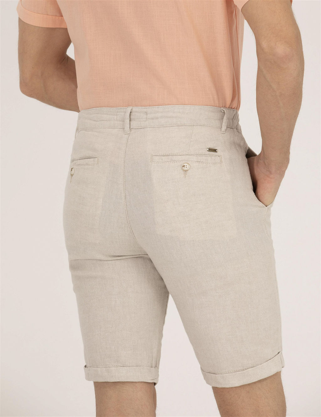 Bej Slim Fit Keten Kar___ml_ Beli Lastikli _ort - Pierre cardin фото 7
