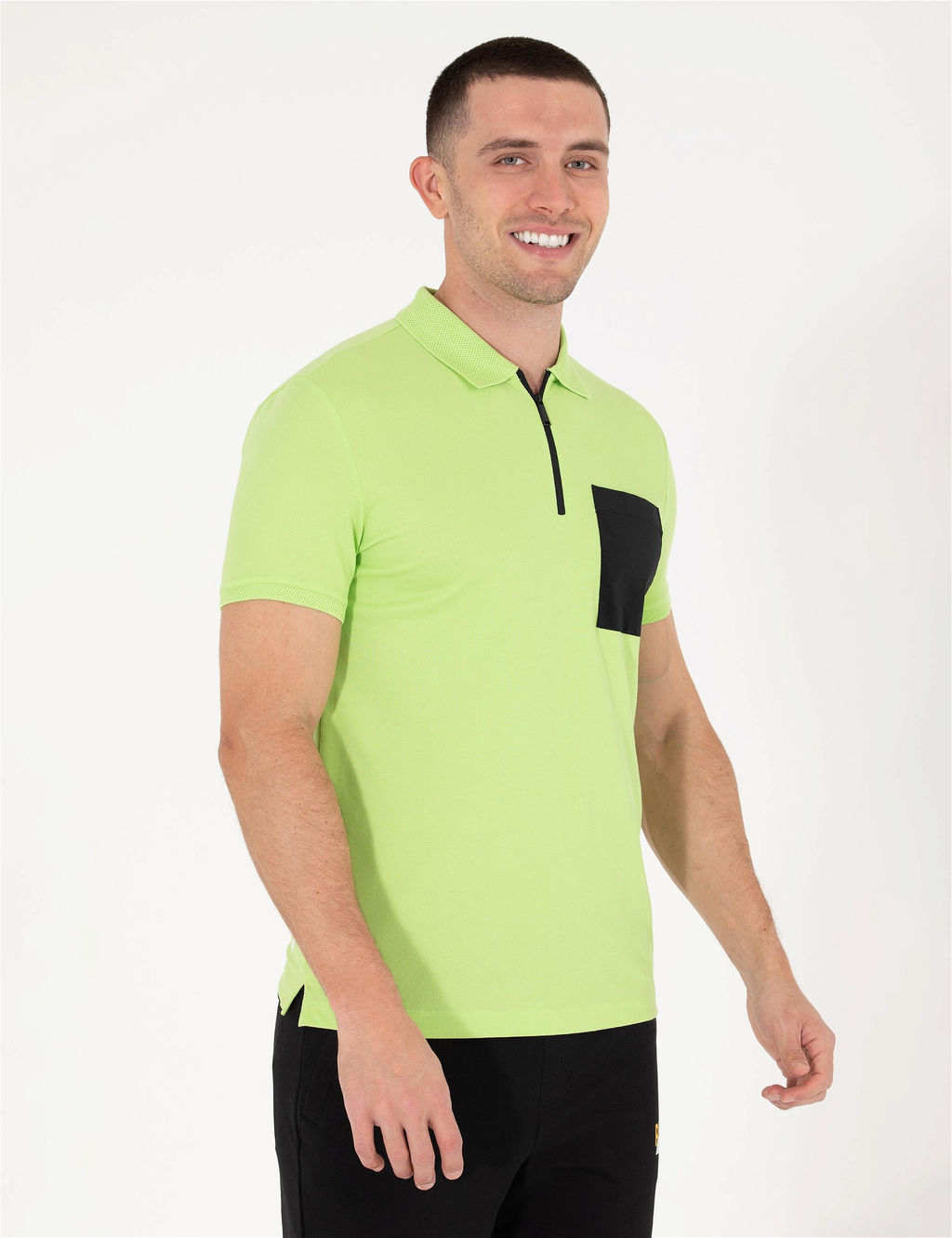 Ye_il Slim Fit Fermuarl_ Polo Yaka Ti__rt