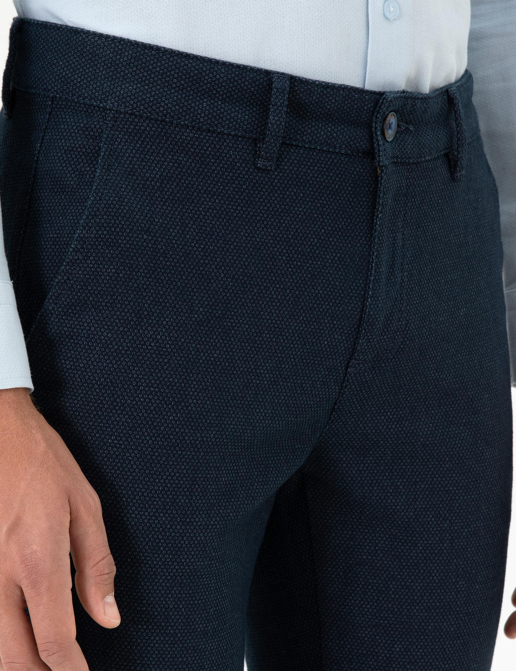 Lacivert Slim Fit Kanvas Pantolon