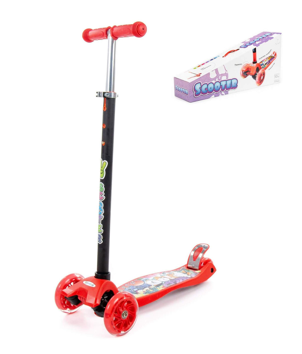 Полесье. Детский самокат (с наклейкой V1) (красно-чёрный) (в коробке) арт.# 0072-V1(К-Ч)