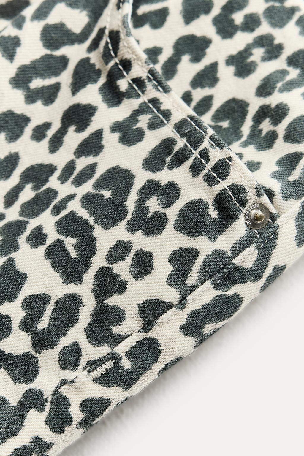 ZW COLLECTION BOOTCUT CROPPED HIGH-WAIST ANIMAL PRINT JEANS - Zara фото 8