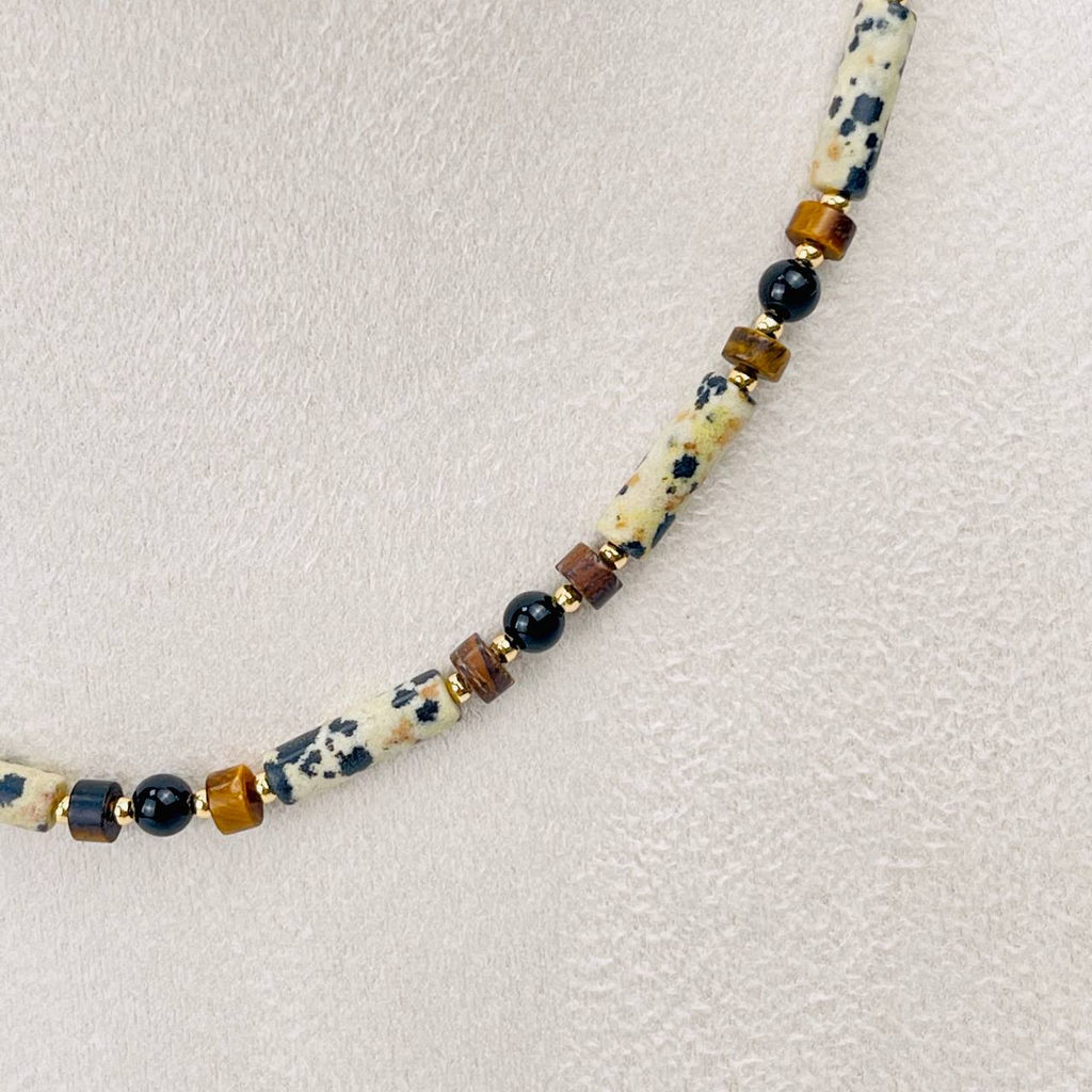 Колье из перепелиной Яшмы, Агата и Тигрового глаза