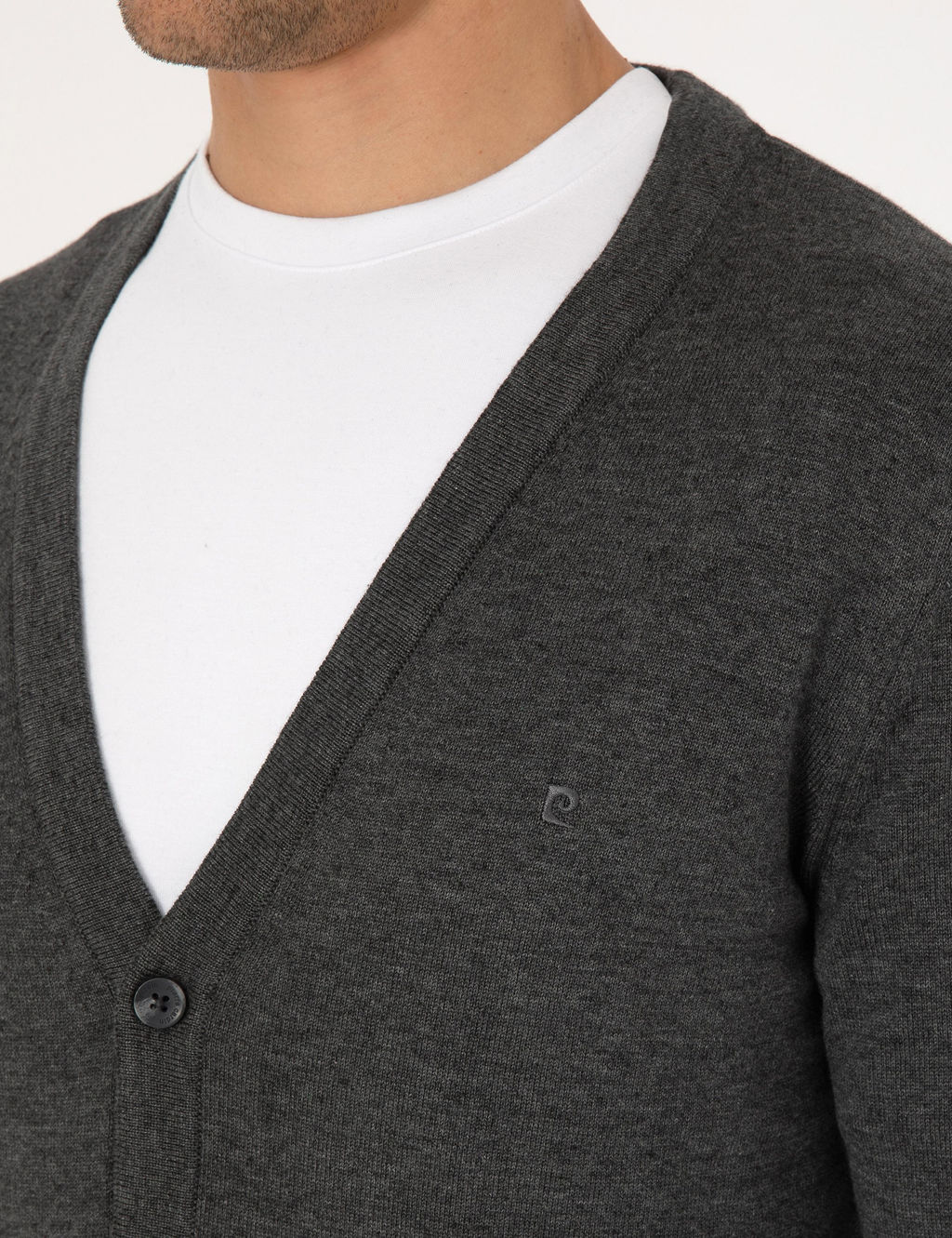 Koyu Gri Melanj Slim Fit Basic D__meli Triko H_rka - Pierre cardin фото 7