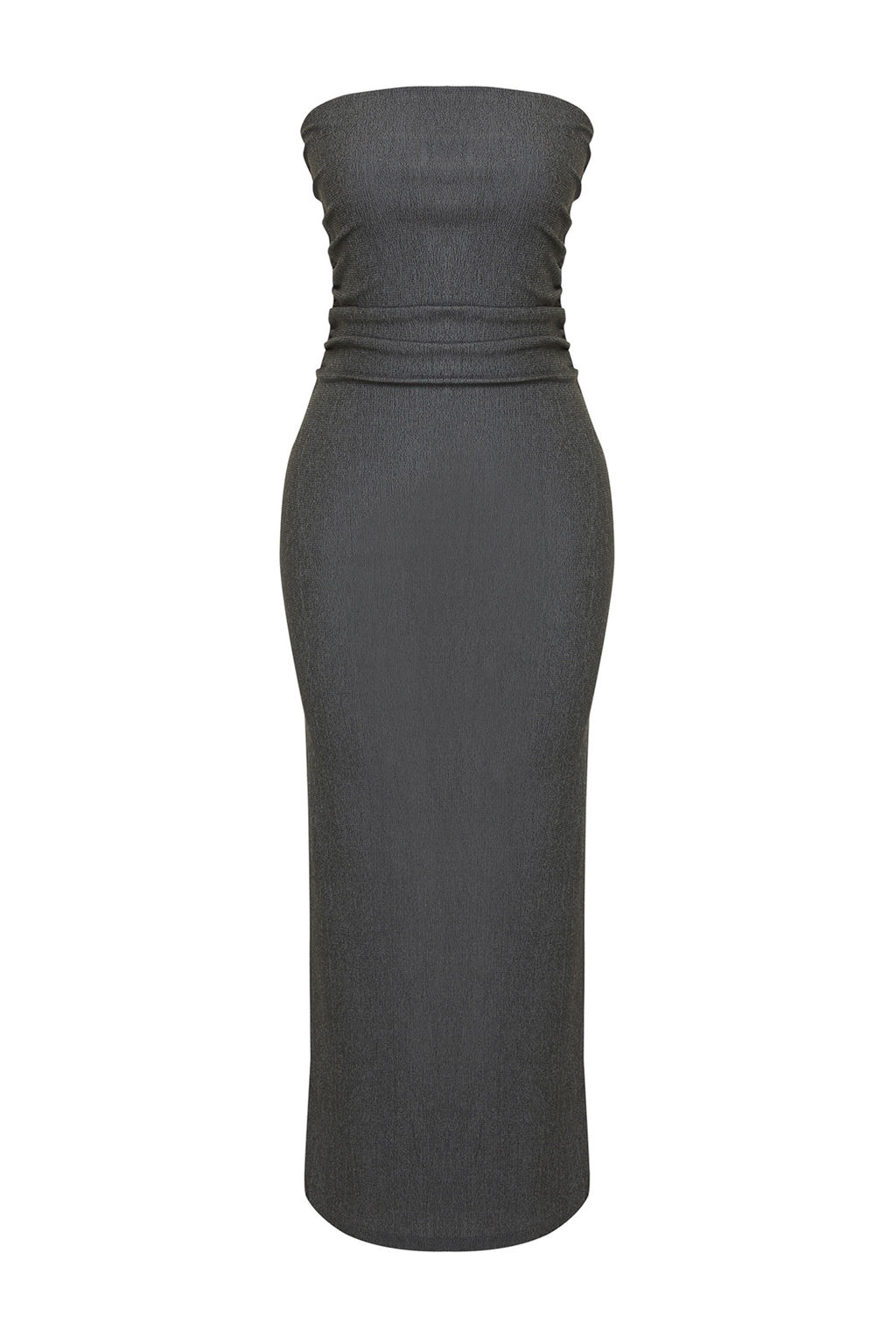 TRENDYOLMILLA Antrasit Straplez Buzgulu Vucuda Oturan Midi Esnek Orme Kalem Elbise TWOSS24EL00287 фото 15