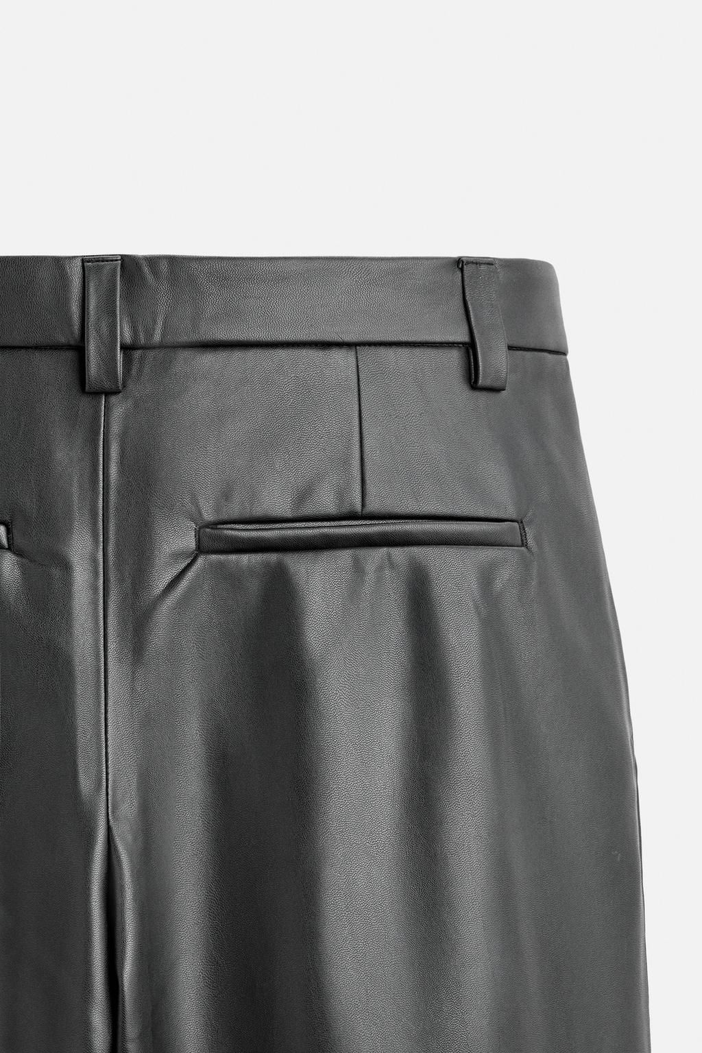 PLEATED FAUX LEATHER TROUSERS - Zara фото 9