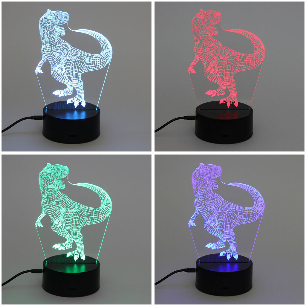 Цена за 2 шт. Светильник ночник "3D-Динозавр" на пластиковой подставке, с включателем USB