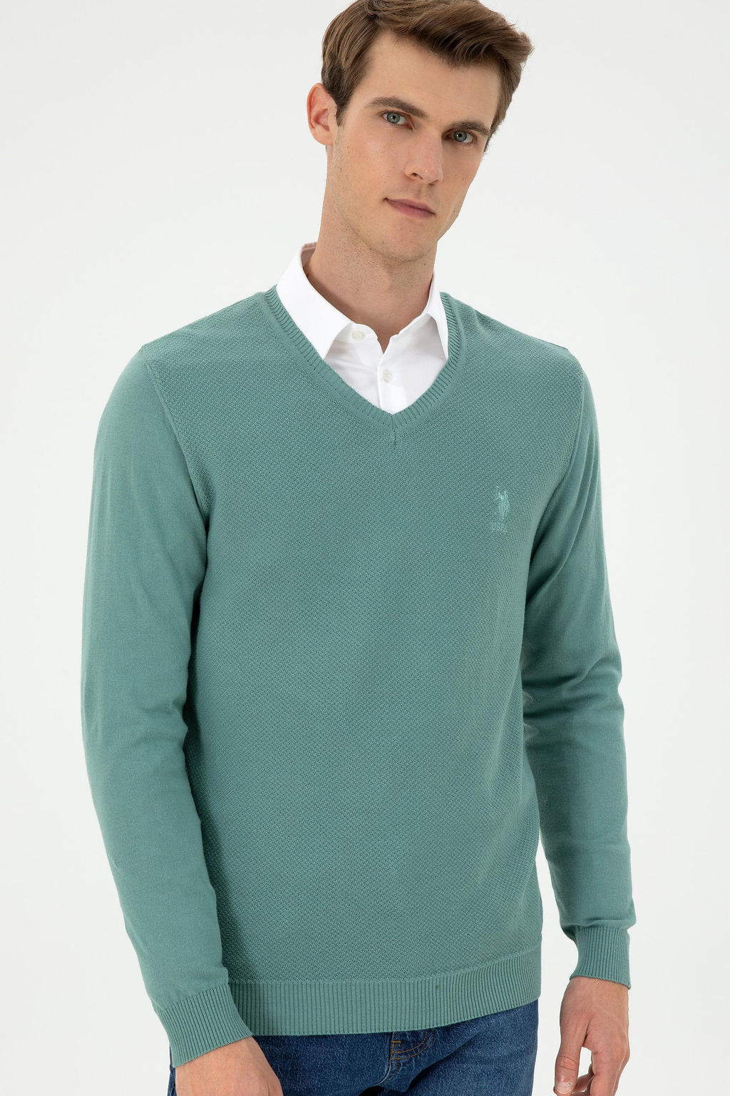 Мужской мятный базовый свитер Неожиданная скидка в корзине - U.s. polo assn фото 3