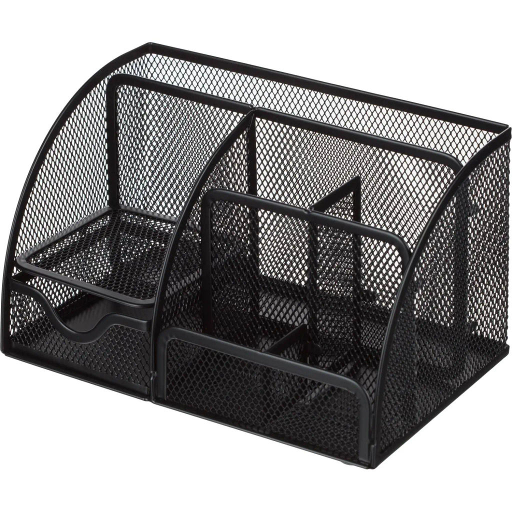 Подставка-органайзер 7отд 130x220x140мм с выдв.ячейкой металл сетка черн - Attache фото 2