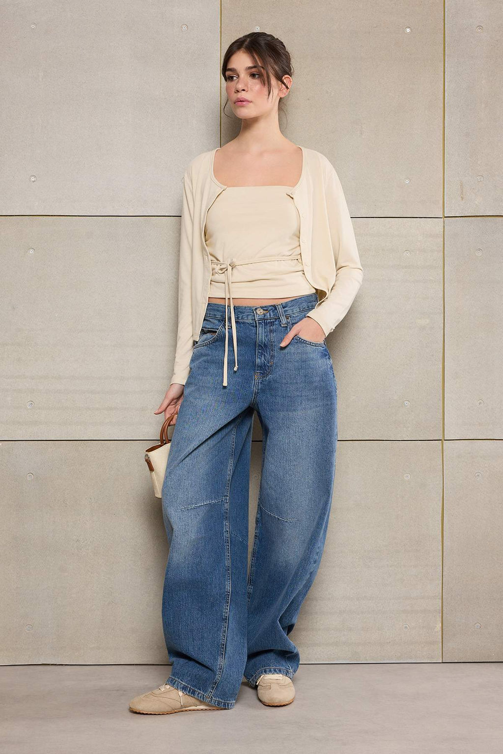 Teen Tas %100 Pamuk Fitted/Vucuda Oturan Full Patl? Uzun Kollu Esnek Orme Bluz TWOSS26BZ00232