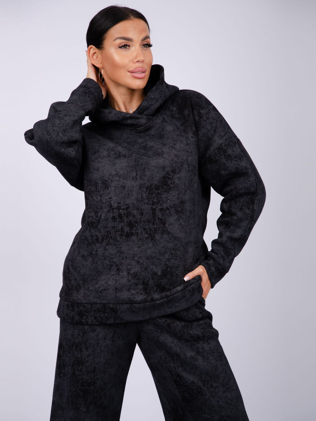 Костюм Винтаж чёрный, футер начес (М) - Малина фото 5