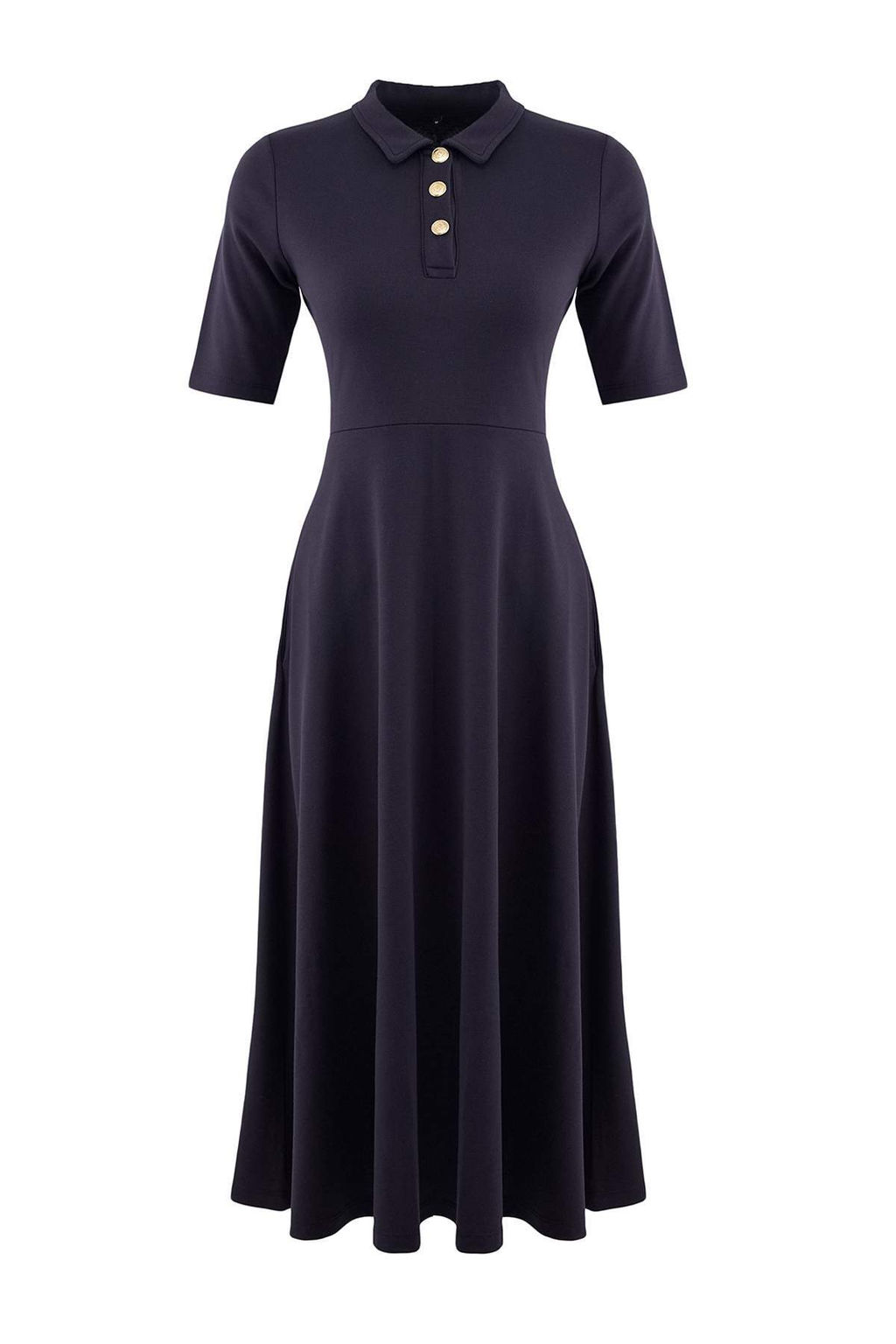 TRENDYOLMILLA K?rm?z? Dugmeli Yaka Truvakar Kol Skater/Belden Ac?lan Midi Orme Elbise TWOAW25EL00518 фото 10