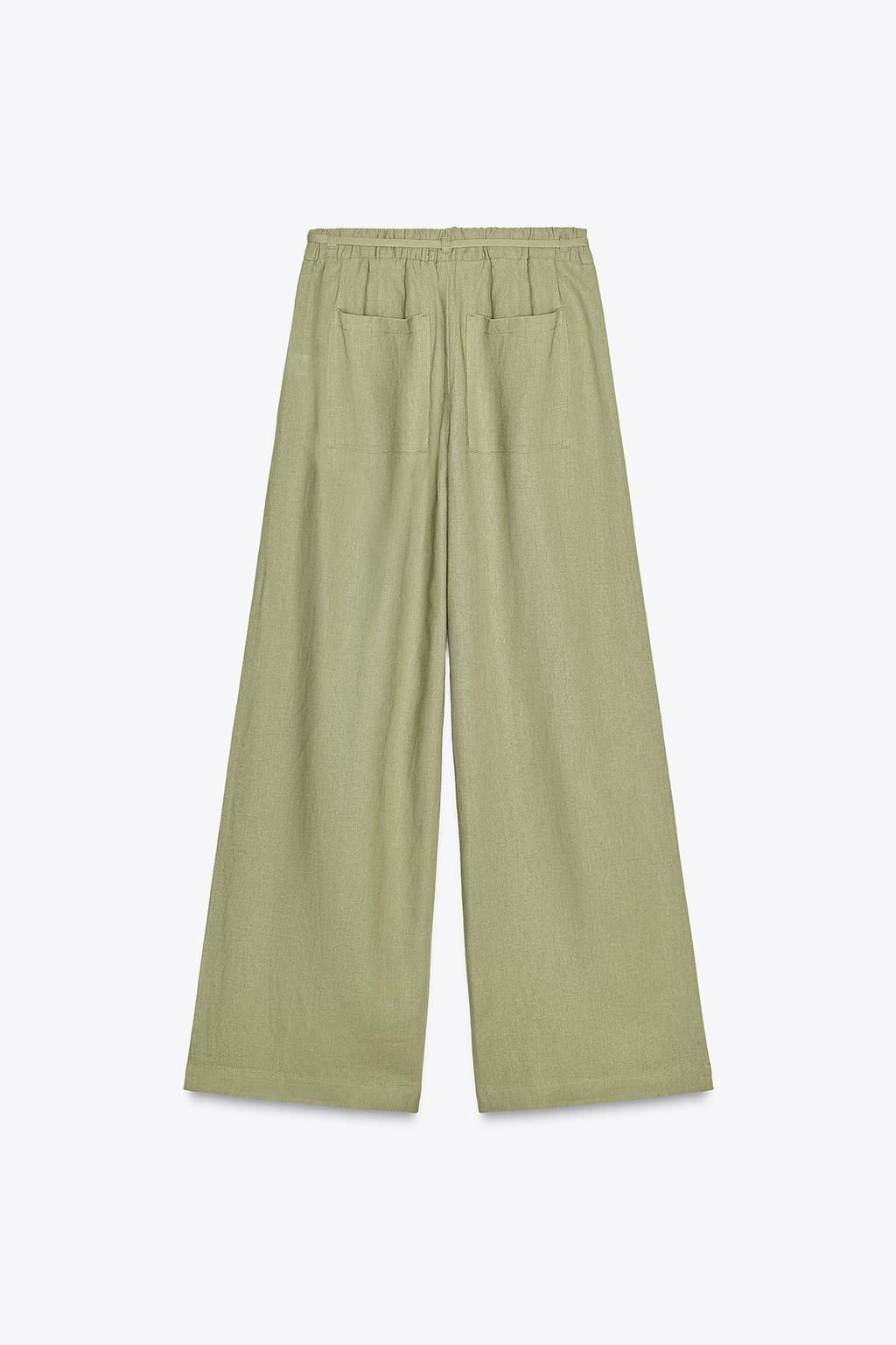 LINEN BLEND WIDE-LEG TROUSERS WITH BELT - Zara фото 15