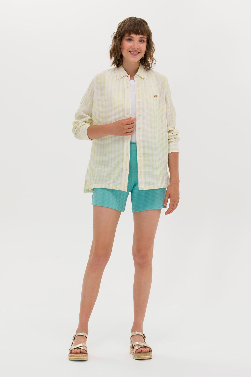 Женская рубашка цвета морской волны с длинным рукавом - U.s. polo assn фото 4