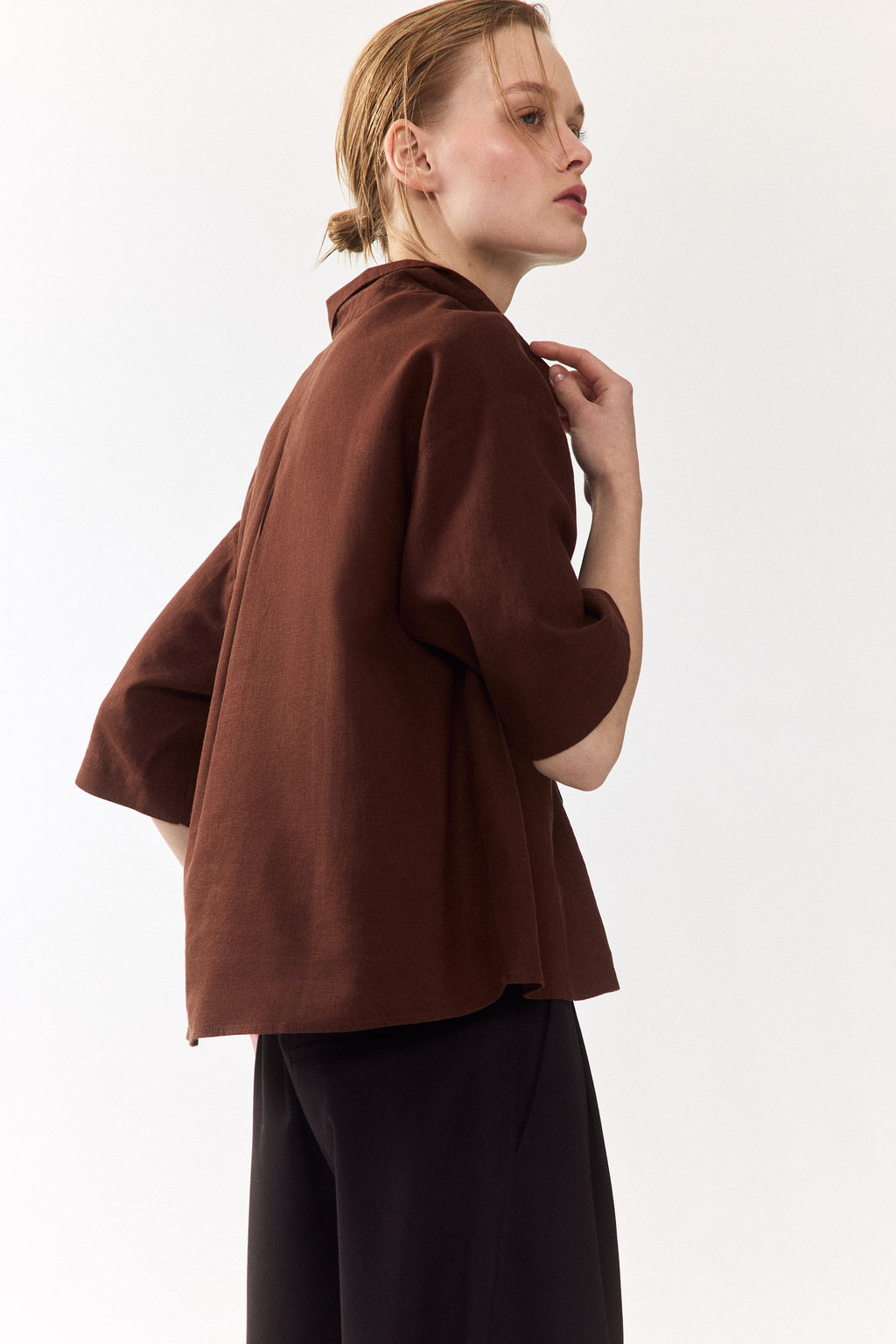 Camisa oversize en mezcla de lino - H&m фото 8