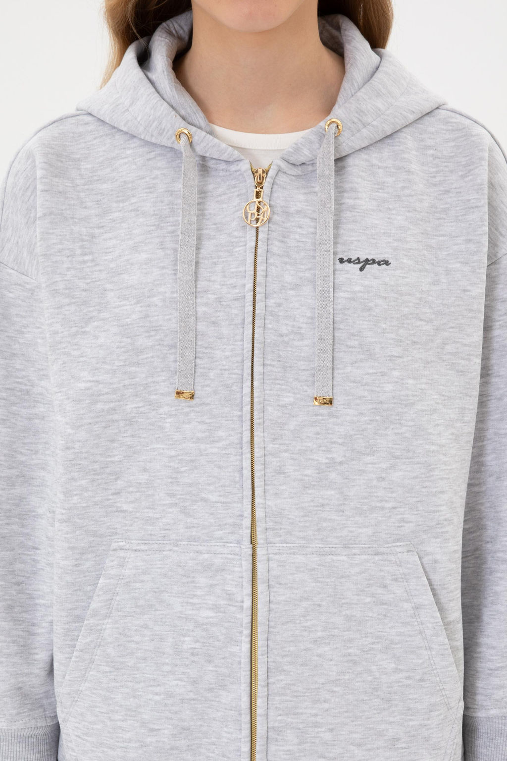 Kad_n A__k Gri Sweatshirt Sepette S_rpriz _ndirim - U.s. polo assn фото 6