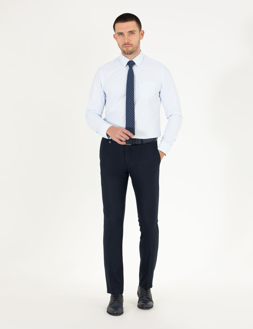A__k Mavi Regular Fit Uzun Kollu Klasik G_mlek